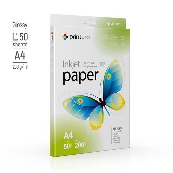 Фотопапір глянець 200 г/м A4 (50 л) PGE200050A4 PrintPro PGE200050A4 фото