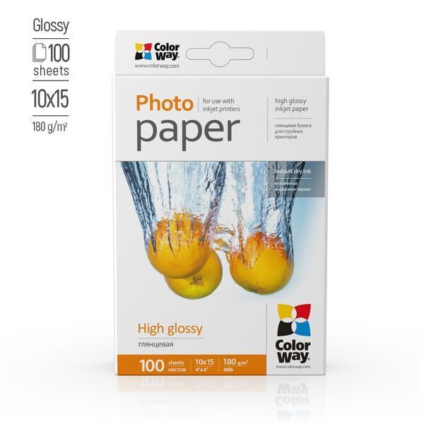 Фотопапір глянець 180 г/м, 10x15 (100 аркуш) PG1801004R ColorWay PG1801004R фото