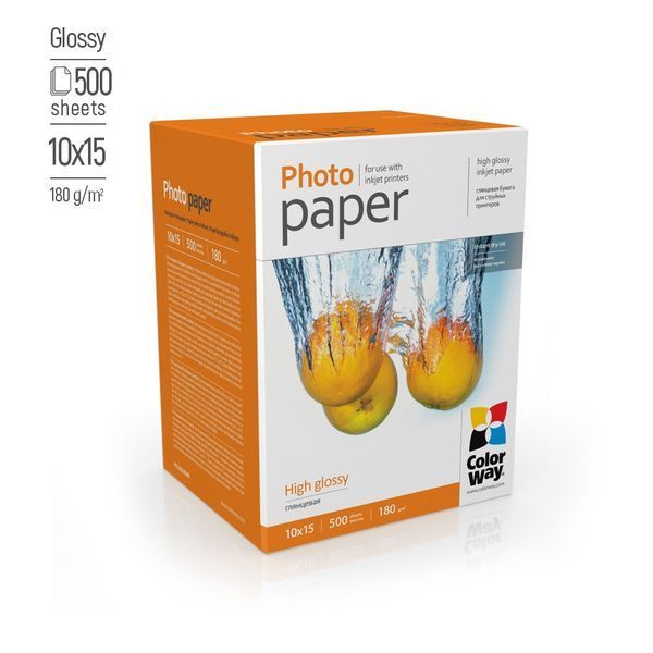 Фотопапір глянець 180 г/м, 10х15 (500 лист) PG1805004R ColorWay PG1805004R фото