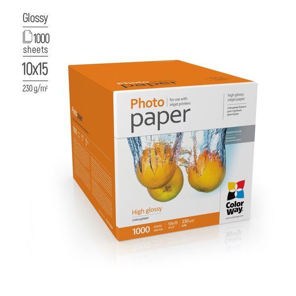Фотопапір глянець 230 г/м, 10x15 (1000 аркуш) PG23010004R ColorWay PG23010004R фото