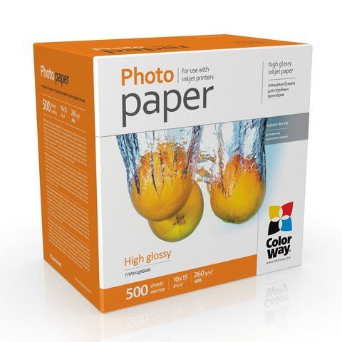 Фотопапір глянець 260 г/м, 10x15 (500 лист) PG2605004R ColorWay PG2605004R фото