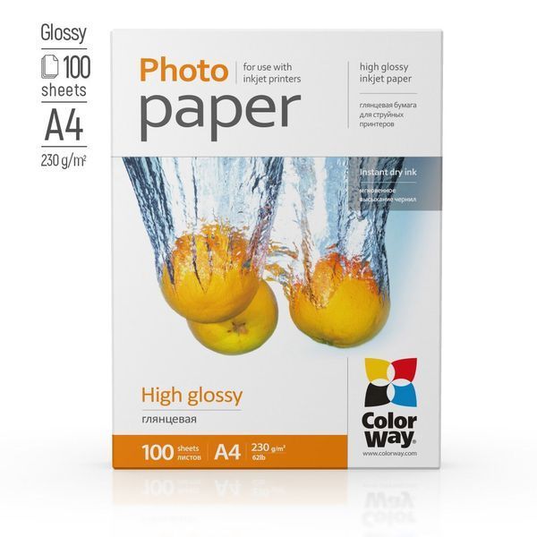 Фотопапір глянець 230 г/м, A4 (100 аркуш) PG230100A4 ColorWay PG230100A4 фото